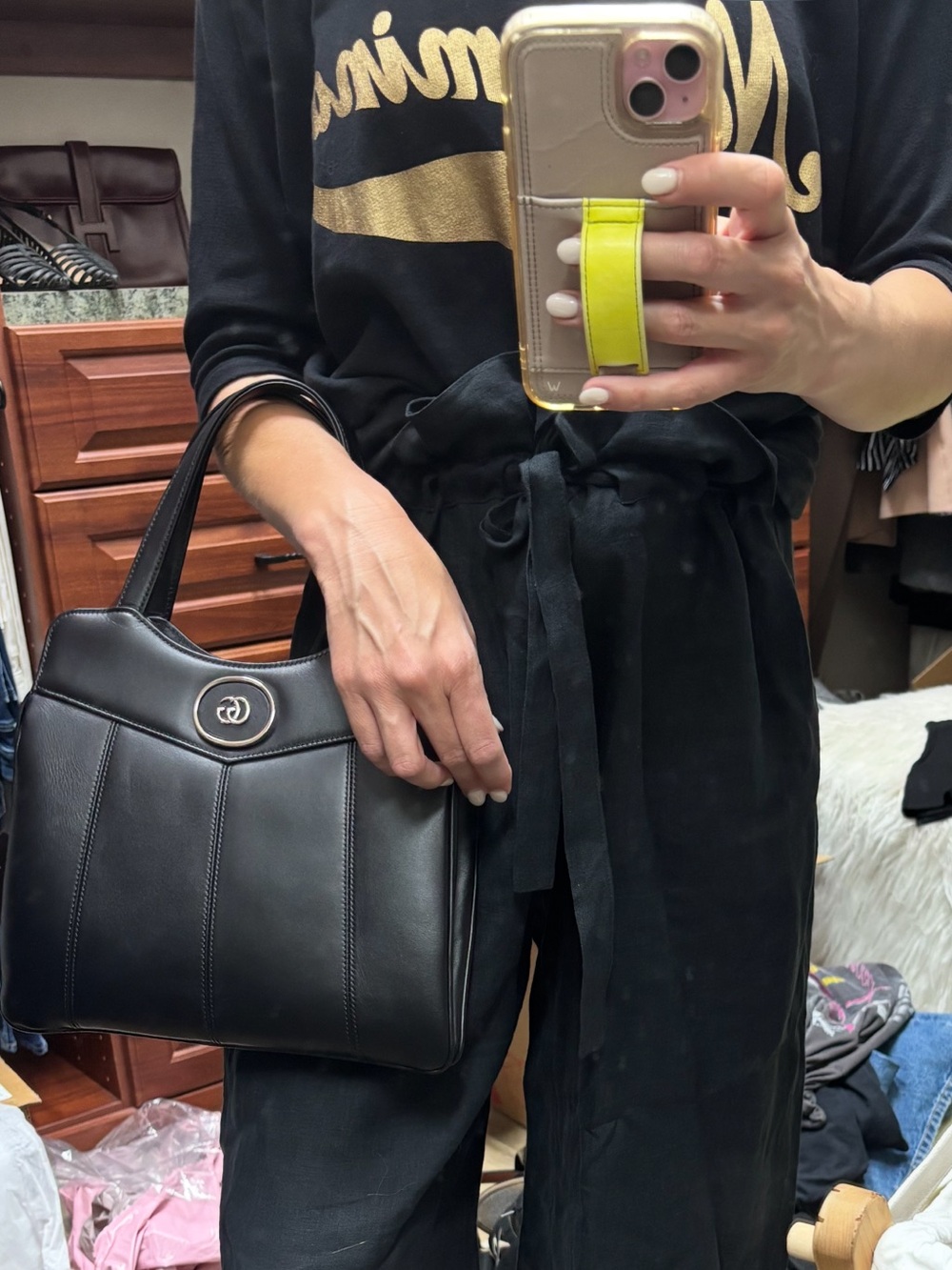 Gucci Black Leather Structured Top-Handle Tote
